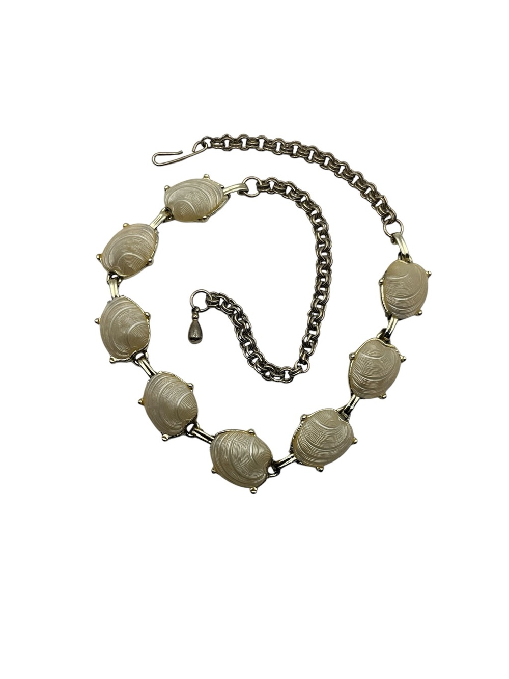 Mid Century clam shell ocean nautical sea necklace